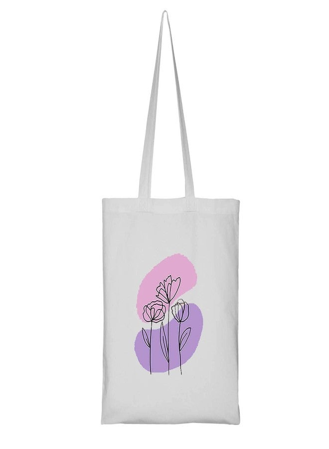Clapcart Reusable Zipper Tote Bag for Women/Girls | Multipurpose 100% Organic Cotton Printed Tote Bags | Shopping/Grocery Bags | Sturdy Canvas Bag with 12kgs Capacity (Simple Flower Art Print) - Image 1