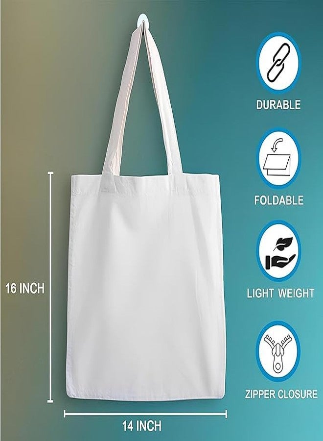 Clapcart Reusable Zipper Tote Bag for Women/Girls | Multipurpose 100% Organic Cotton Printed Tote Bags | Shopping/Grocery Bags | Sturdy Canvas Bag with 12kgs Capacity (Simple Flower Art Print) - Image 5