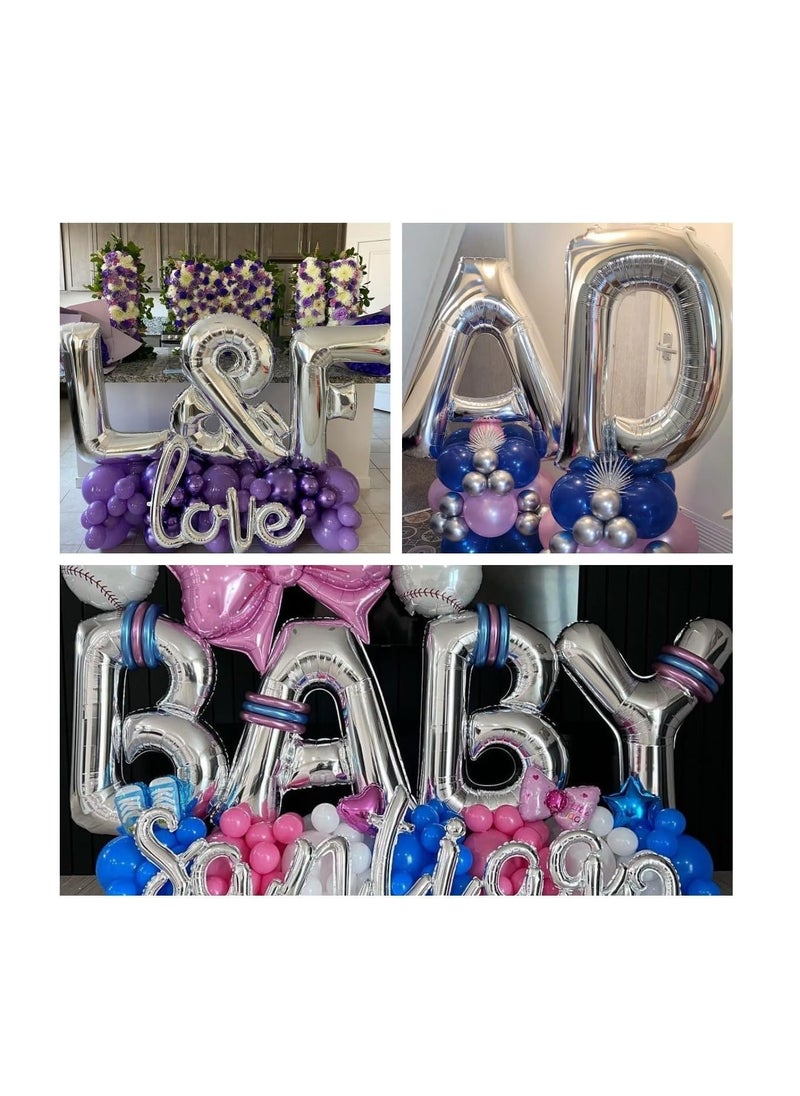 Party with Emma Silver Letter A to Z Balloons 32 inch Large Alphabet Balloons Silver Helium Foil Letter Balloon Banner for Birthday Party Anniversary Wedding Decoration (Silver-C)  - Image 5