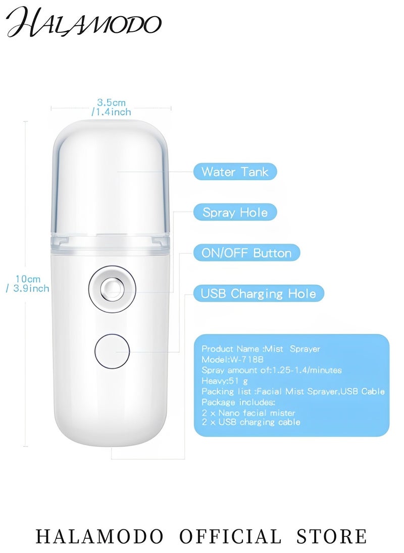 HALAMODO Nano Facial Steamer Handy Mini Mister Face Humidifier Portable Facial Mist Sprayer USB Rechargeable Handy Skin Care Machine with Visual Water Tank for Face Hydrating & Daily Makeup (White)  - Image 4