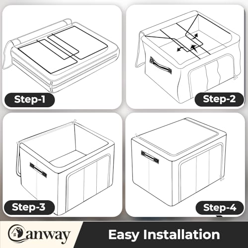 CANWAY 66L Pack of 2 Foldable Wardrobe Storage Box with Steel Frame & Clear Window | Clothes Organizer for Wardrobe | Cloth Organizer for Storage – Saree, Blanket & Clothes|50 * 40 * 33 CM |Blue - Image 4