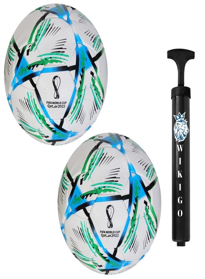 WIKIGO Pack of 2 Speed Shell Football with Air Pump | Water Resistant | Football for Training & Match Practice Outdoor Soccer Ball | Size-5 - Image 1