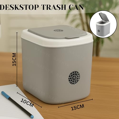 Nabhya Mini Waste Bin Disposal Manual-Lift Dustbin Wooden Finished Dustbin for Car Office Desk and Home Use (Grey) - Image 4