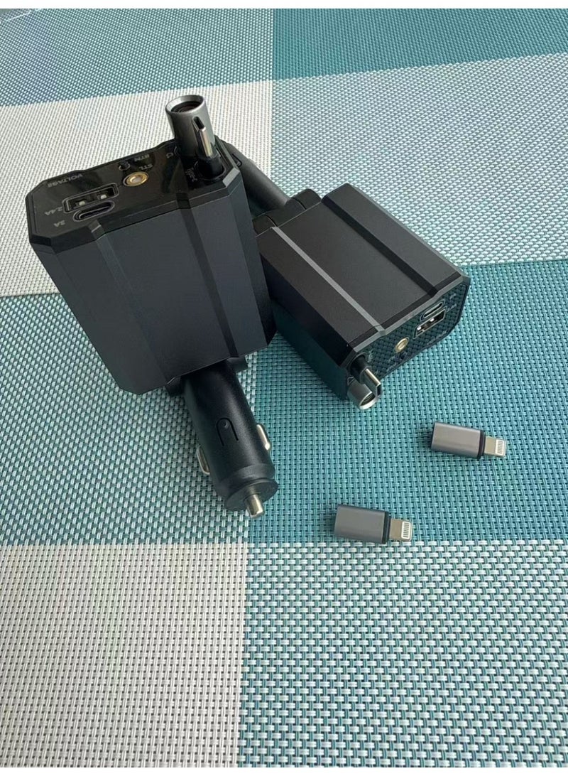 Vierex شاحن سيارة 5 في 1 بقوة 65 واط مع محول شحن سريع وكابل USB-C قابل للسحب، QC3.0، شاشة رقمية لعرض الفولتية، وضوء محيطي نجمي مدمج – توافق عالمي مع آيفون، سامسونج، والأجهزة اللوحية - Image 4