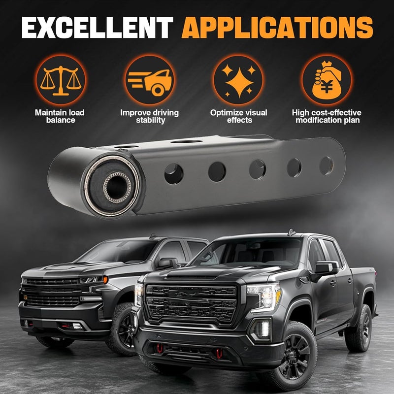 WEILEITE 2-3 Inch Suspension Rear Drop Lowering Shackles Kit for Chevy Silverado GMC Sierra 1500 1999-2019 - Image 2