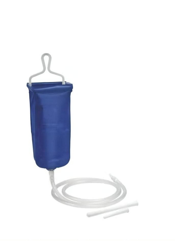 2L Reusable Foldable Home Enema Kit For Constipation And Hygiene Blue