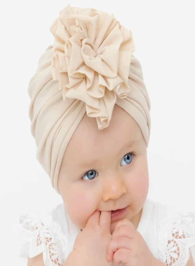 Angla 8 Pack Solid Cotton Turban Hats Large Flower Hair Bows Knot Wide Headwraps Beanie Muslim Islamic India Cap Bonnet Hat for Newborn Infant Toddlers Kids Baby Girls - Image 2
