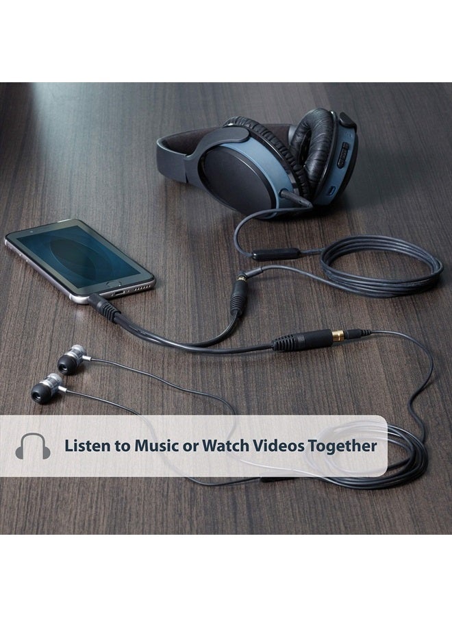 StarTech .com 6 in. 3.5mm Audio Splitter Cable - Stereo Splitter Cable - Gold Terminals - 3.5mm Male to 2x 3.5mm Female - Headphone Splitter (MUY1MFF),Black - Image 2