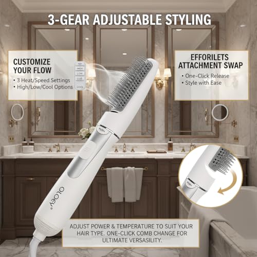 POCREATION 2-In-1 Electric Hair Dryer Styling Tool - Blow Dryer Brush with Teasing Comb, 3 Gear Adjustable Hair Straightener (US Plug) - Image 5