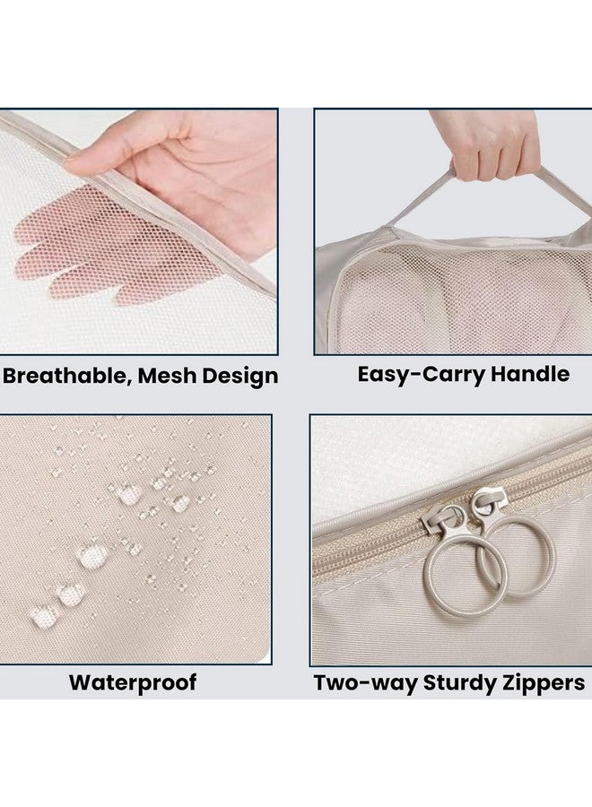 FunBlast Cubes Luggage Packing Organizers - 7 Set Packing Cubes Luggage Packing Organizers, Makeup Bags Organizer Packing Cubes with Shoe Bag, Laundry Bag for Travel (Beige) - Image 3