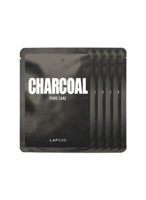 Charcoal Sheet Mask, Daily Face Mask with Salicylic Acid and Tea Tree Oil to Detoxify and Tighten Skin, Korean Beauty Favorite, 5-Pack