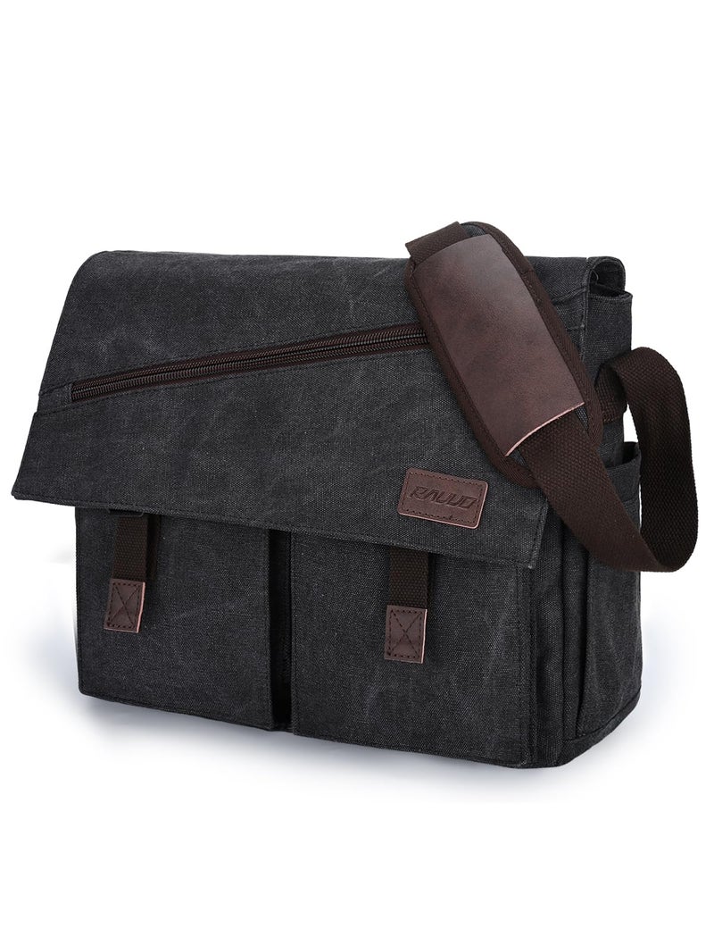 Messenger Bag For Men,Water Resistant Unisex Canvas Shoulder Bag Fits 14 Inch Laptop Satchel Crossbody Bag for Work and College