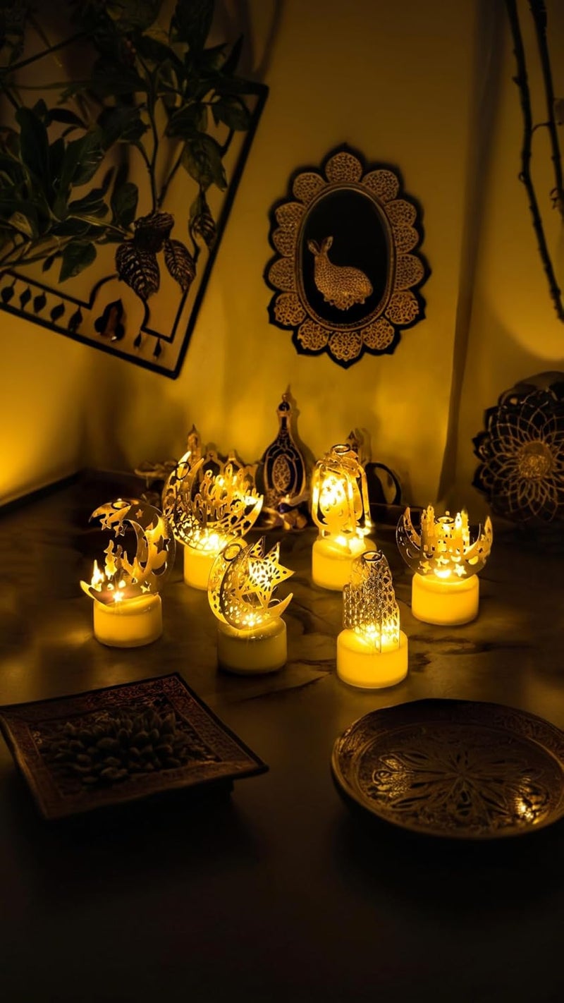 Honwor Moon and Castle Lighthouse Eid Lantern Lights - 6 Pcs Mini Night Light Decor for Ramadan, Home, Indoor, Outdoor, Bedroom, Tabletop Party Decoration - Image 2
