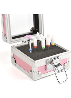KADS KADS Aluminium Nail Drill Bit Holder Storage Box,25 Holes Nail Drill Grinding Bit Stand Display Case E-file Nail Bits Organizers Container For Nail Art (Pink) 