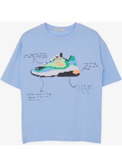 Breeze Boy's T-Shirt Colorful Shoes Printed Age 9-16, Light Blue  - Image 1