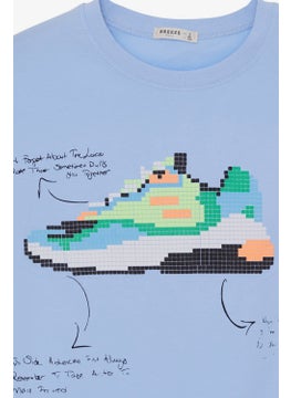 Breeze Boy's T-Shirt Colorful Shoes Printed Age 9-16, Light Blue  - Image 3