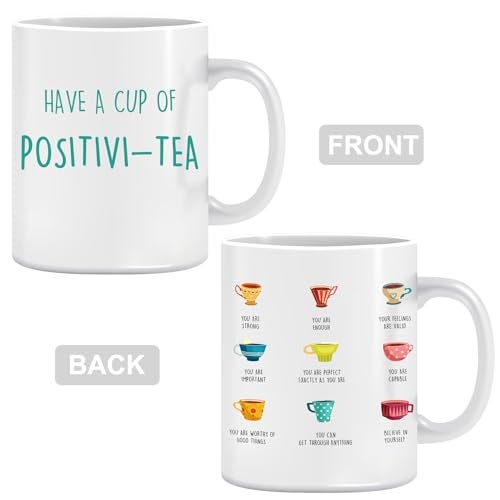 LNOKRIM Positivi-Tea Mug, Positivity Self Affirmation Coffee Cup, Gift for Teacher Therapist Counselor, Positive Self-Talk Coffee Mug, 11 Oz Self Regulation Tea Cup - Image 2