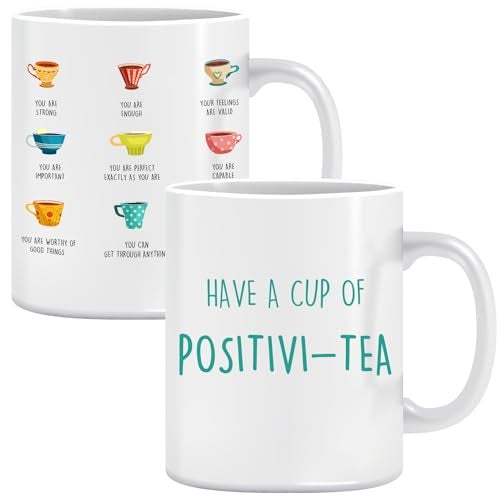 LNOKRIM Positivi-Tea Mug, Positivity Self Affirmation Coffee Cup, Gift for Teacher Therapist Counselor, Positive Self-Talk Coffee Mug, 11 Oz Self Regulation Tea Cup - Image 1