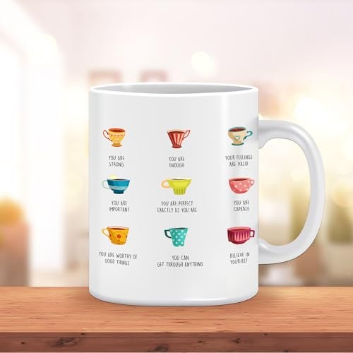 LNOKRIM Positivi-Tea Mug, Positivity Self Affirmation Coffee Cup, Gift for Teacher Therapist Counselor, Positive Self-Talk Coffee Mug, 11 Oz Self Regulation Tea Cup - Image 5