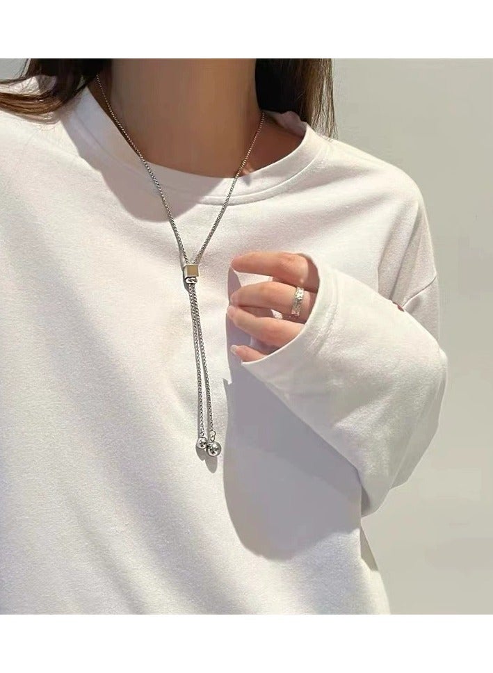 Goolsky Adjustable Long Stainless Steel Chain Necklace for Women – Hip-Hop Streetwear Pendant | Minimalist Edgy T-shirt Sweater Jewelry  - Image 3