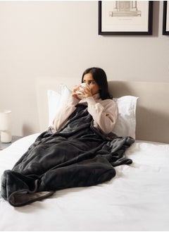 Neyam Neyam 100% polyester winter blanket. Size 200X150 - Soft and comfortable velvet blanket, dual colours. In grey  - Image 3