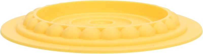 Slow Feed Cat Bowl with Mat, Yellow Non-Slip Silicone Slow Feeder for Cats and Small Dogs, Anti-gulping Pet Feeding Plate to Reduce Eating Speed and Promote Digestion - Image 1