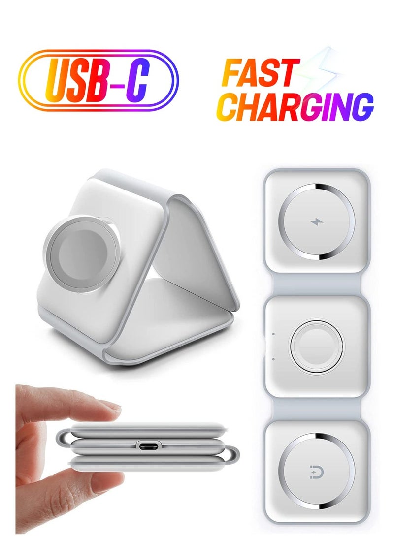MUNTAQI 3 in 1 Wireless Charger,Magnetic Foldable Charging Station,Fast Wireless Charging Pad - Image 1