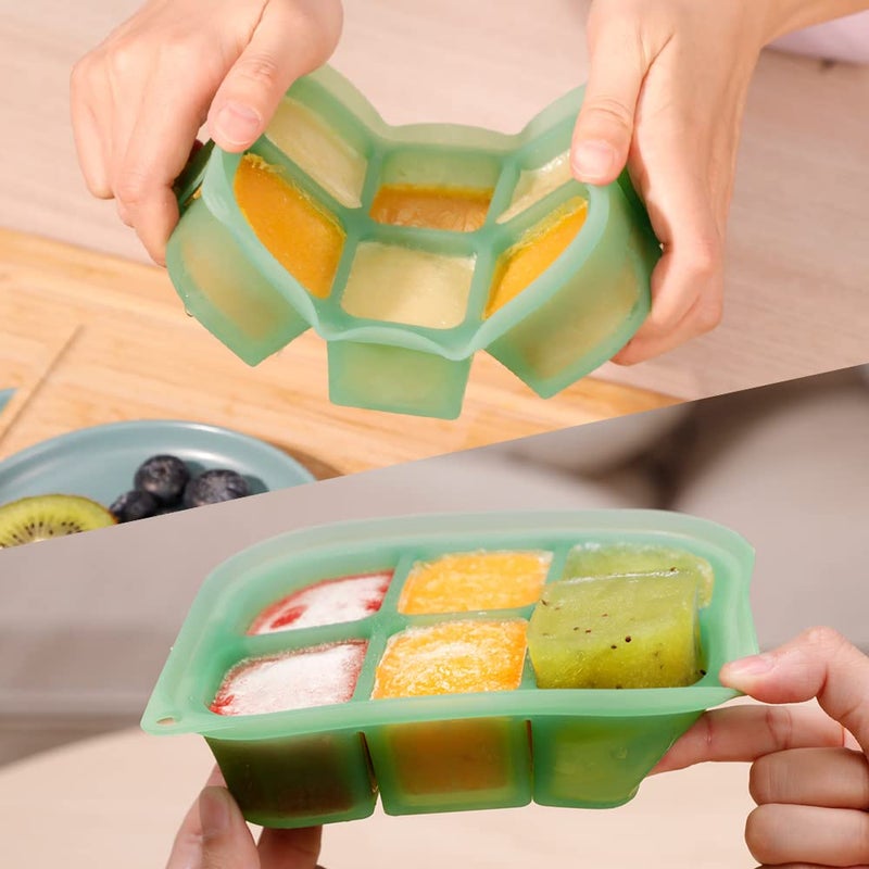 haakaa Silicone Baby Food Tray - Breastmilk Homemade Baby Food Mold - Baby Fresh Food Freezer Tray - Ice Cube Tray - - 4m+ Baby Toddler Kid - Pea Green - Image 3