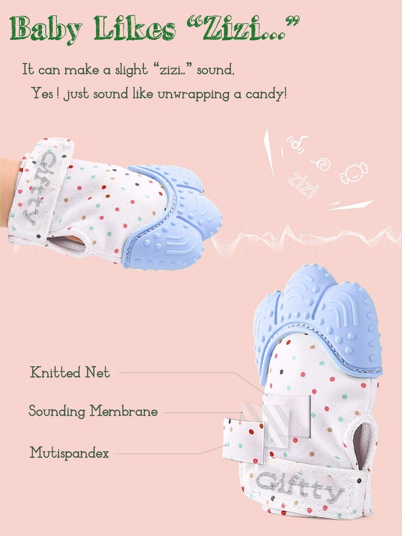 Giftty Baby Teething Mitten Chew Mitt Teether Glove Toy Self Soothing Teether, Teething Pain Relief Soothing Toy, Prevent Scratches Glove, for 3-12 Months Baby - Image 3
