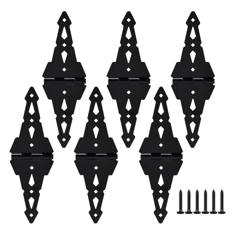 HOME MASTER HARDWARE 8 inch Gate Hinges Heavy Duty gate Hinges Wood Gate Hinges for Wooden Fences for patios  barn Doors  Yard gate with Screws  Black  (6 Pack) - Image 1