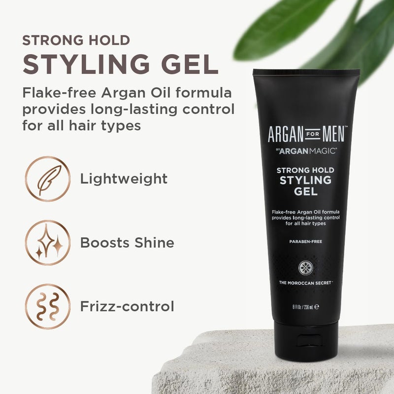 Argan Magic Strong Hold Styling Gel - Flake-Free Argan Oil Formula for Superior Hold and Long-lasting Control | Made in USA, Paraben Free, Cruelty Free (8 Fl Oz) - Image 2