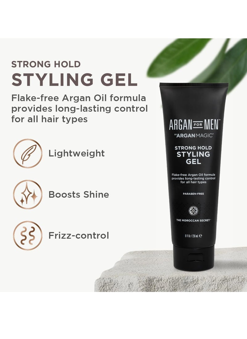 ARGAN MAGIC Argan Magic Strong Hold Styling Gel - Flake-Free Argan Oil Formula for Superior Hold and Long-lasting Control | Made in USA, Paraben Free, Cruelty Free (8 Fl Oz)  - Image 3