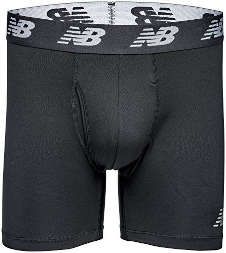 New Balance Men's 6" Boxer Brief Fly Front with Pouch, 3-Pack,Black/Pigment/Steel Woodgrain, Small (29"-31") - Image 3