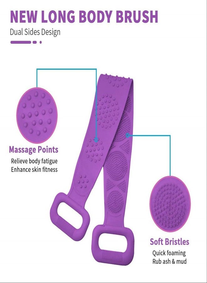 ZUPEYA Silicone Back Scrubber for Shower, Silicone Body Scrubber, 24 Inch Extra Long Bath Body Brush Back Brush Exfoliating Body Scrubber with Handle for Men Women - Image 5