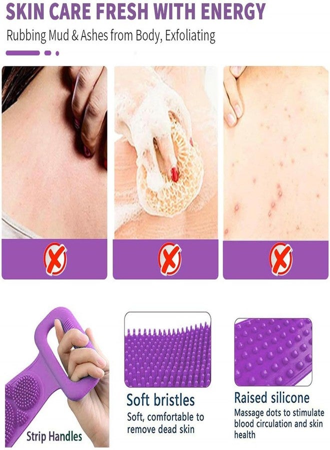 ZUPEYA Silicone Back Scrubber for Shower, Silicone Body Scrubber, 24 Inch Extra Long Bath Body Brush Back Brush Exfoliating Body Scrubber with Handle for Men Women - Image 4