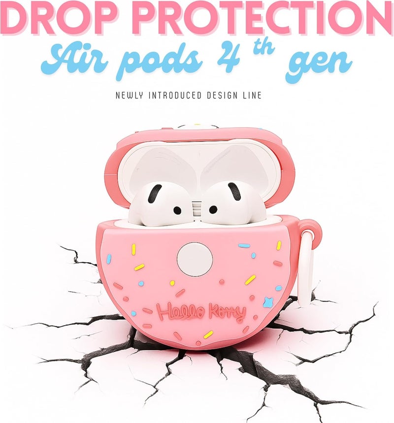 Emoh Roced Compatible with AirPods 4 Cover 2024, Case Cover for AirPods 4th Generation Case for Apple Airpods 4 2024 with Keychain for Women Girls (Donut Kitty, Airpod 4th Generation Case) - Image 3