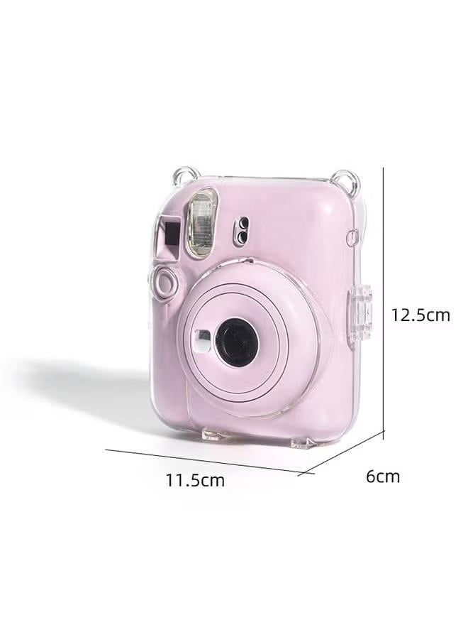 Generic 3 Pack Clear Camera Case Compatible with Fujifilm Instax Mini 12 Instant Camera, Clear Instax Mini 12 Case with Photo Pocket Holds and Adjustable Shoulder Strap & Cute Camera Sticker (Black and White)  - Image 3