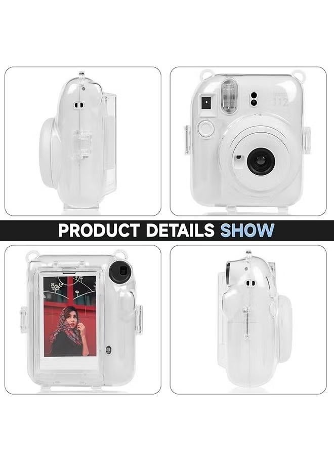 Generic 3 Pack Clear Camera Case Compatible with Fujifilm Instax Mini 12 Instant Camera, Clear Instax Mini 12 Case with Photo Pocket Holds and Adjustable Shoulder Strap & Cute Camera Sticker (Black and White)  - Image 4