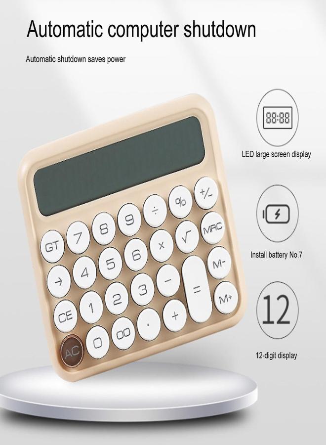 Calculator Large Led Screen Portable Energy Saving Mechanical Keyboard Auto Shut Off Calculating Candy Color Clear Printing Handheld Calculator Statio color: Light Coffee - Image 4