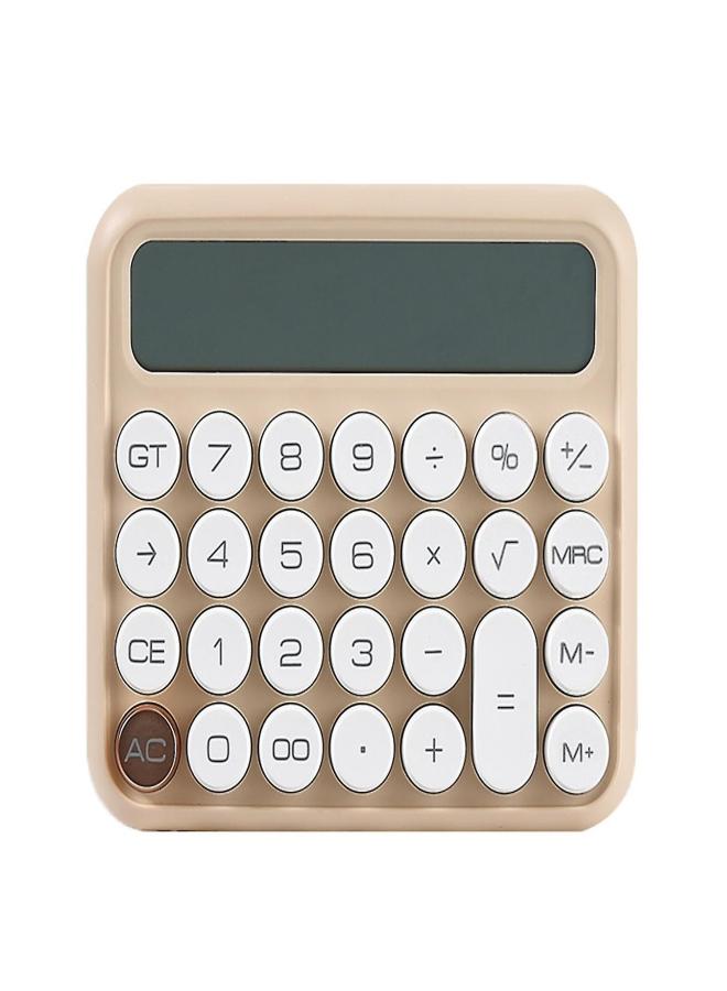 Calculator Large Led Screen Portable Energy Saving Mechanical Keyboard Auto Shut Off Calculating Candy Color Clear Printing Handheld Calculator Statio color: Light Coffee - Image 1