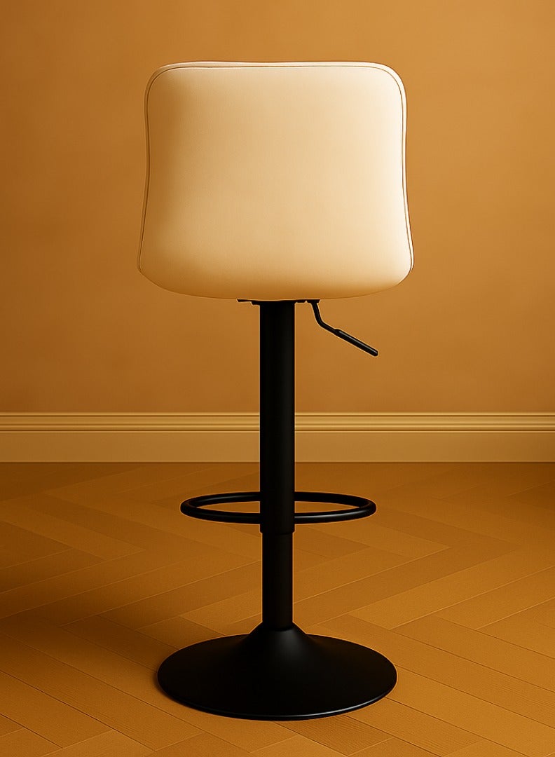 Wooden Twist Lunara 360° Swivel Cafe Bar Stool Chair Adjustable Counter Height with Backrest (Beige)  - Image 5