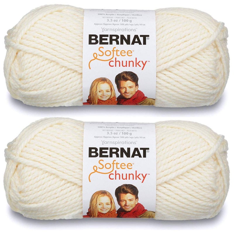 2Pack Bernat Softee Chunky Yarn Natural Single Ball