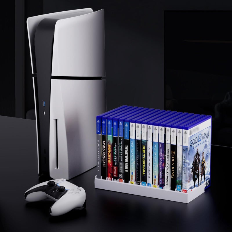 Nargos Video Game Storage Holder for for PS5/ PS4/ PS3/ PS2/ Xbox One/Xbox 360 and Xbox Series X/S/Wii/Switch/Switch 2 Game Cases, DVD and Blu-Ray Organizer for Desk (2, White) - Image 5