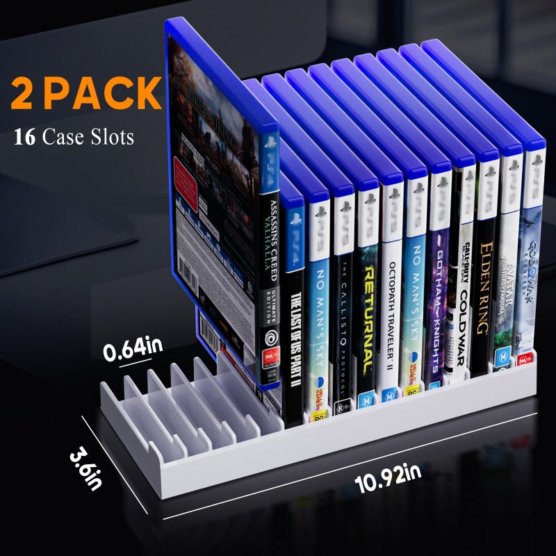 Nargos Video Game Storage Holder for for PS5/ PS4/ PS3/ PS2/ Xbox One/Xbox 360 and Xbox Series X/S/Wii/Switch/Switch 2 Game Cases, DVD and Blu-Ray Organizer for Desk (2, White) - Image 3