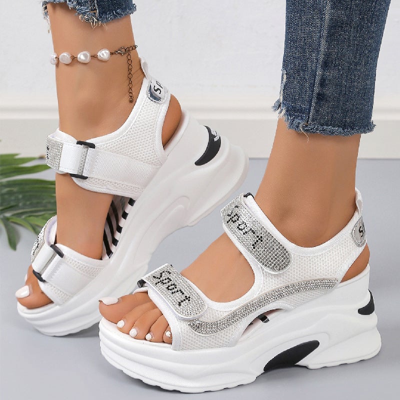 Wedge Sandals Women'S Fish Mouth Cyber Celebrous Sporty Sandals Small Man Thick Bottom 8Cm Women'S Shoes Plus Size - Image 2