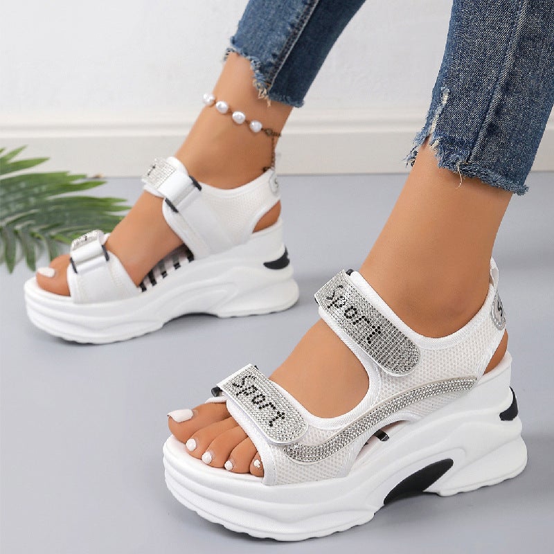 Wedge Sandals Women'S Fish Mouth Cyber Celebrous Sporty Sandals Small Man Thick Bottom 8Cm Women'S Shoes Plus Size - Image 4