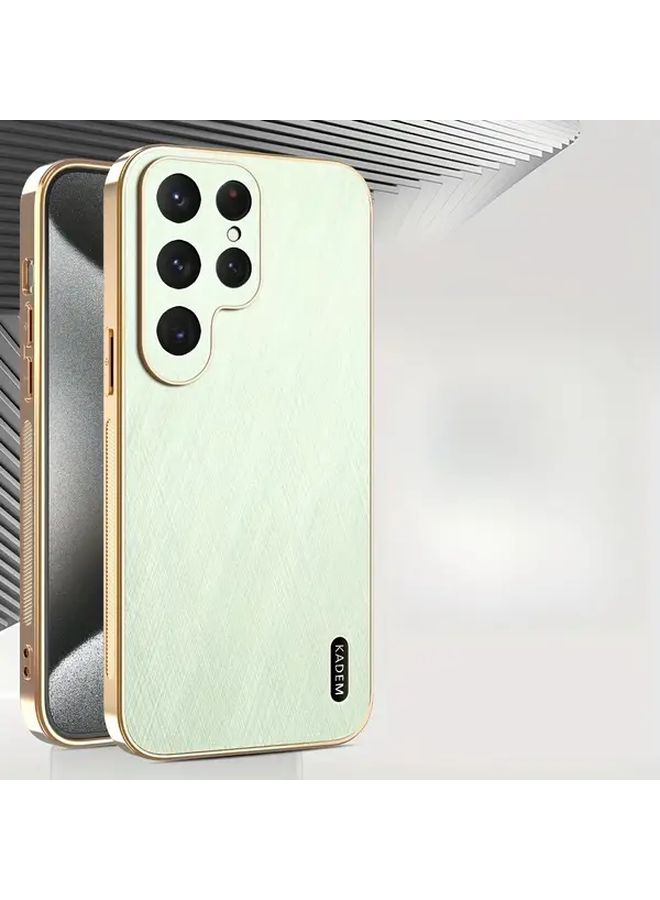 غلاف الحماية الفاخر لجهاز Galaxy S22 Plus 5G من الجلد الصناعي بنقشة الحرير المذهّب المطلي كهربائياً والمقاوم للسقوط - Image 1