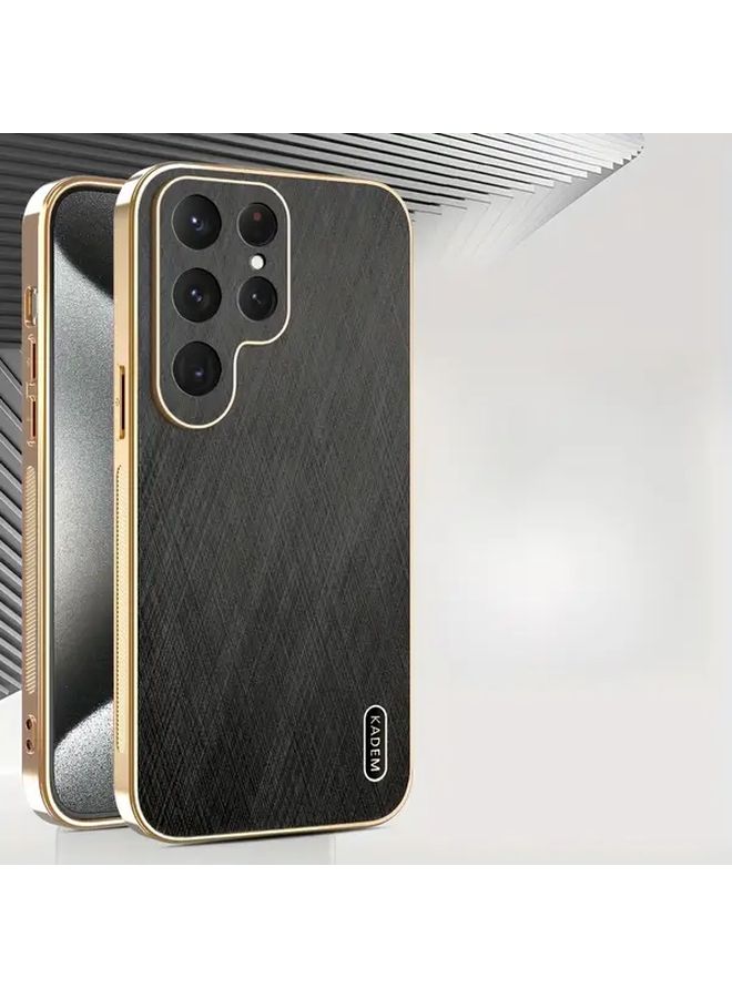 غلاف الحماية الفاخر لجهاز Galaxy S22 Plus 5G من الجلد الصناعي بنقشة الحرير المذهّب المطلي كهربائياً والمقاوم للسقوط - Image 3