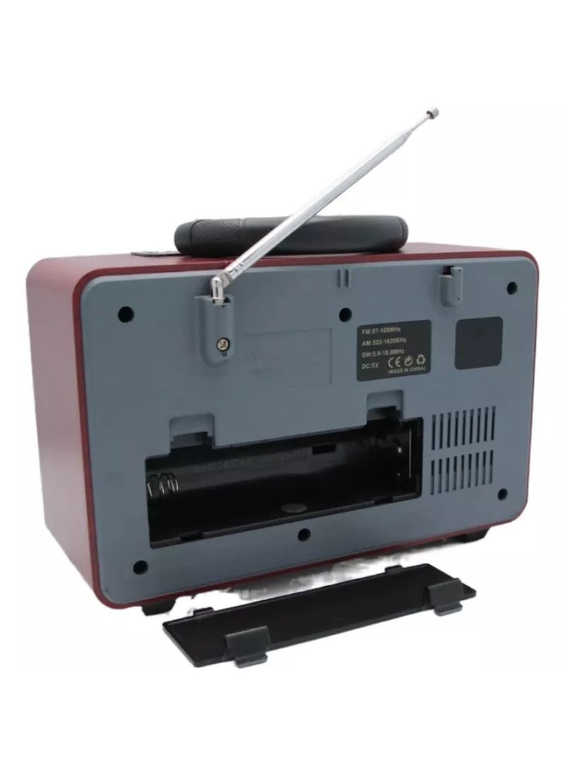 LIMOS - M-115 Portable Vintage Shortwave Radio with Bluetooth Speaker Rechargeable Battery - Image 1
