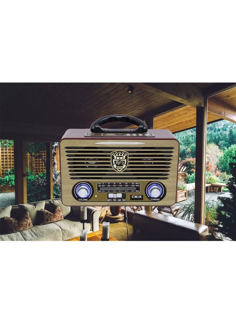 LIMOS - M-115 Portable Vintage Shortwave Radio with Bluetooth Speaker Rechargeable Battery - Image 1